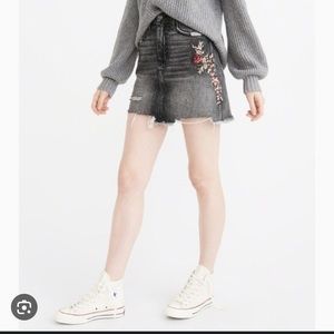 Abercrombie & fitch denim embroidered skirt
